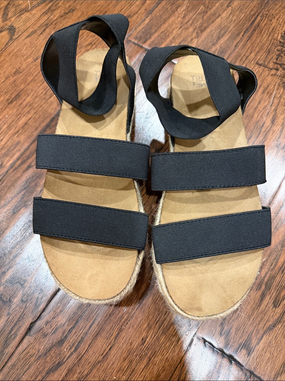 Black Elastic Strap Espadrille Sandals